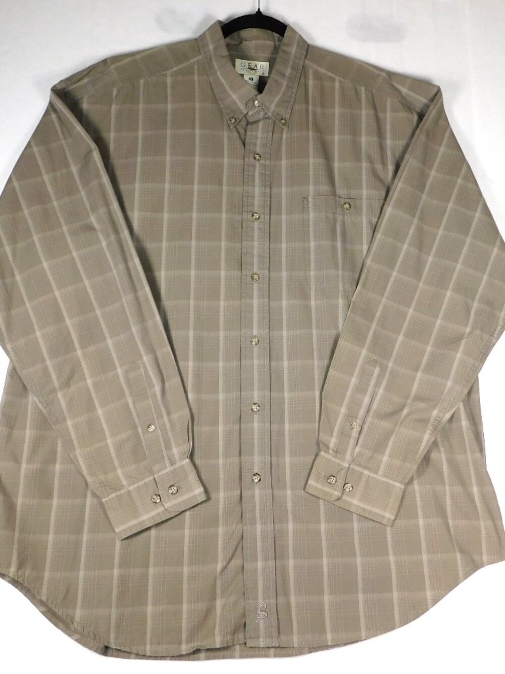 VTG Gear For Sports Men's XL Gray Plaid Dress Shirt Long Sleeves Button  Western